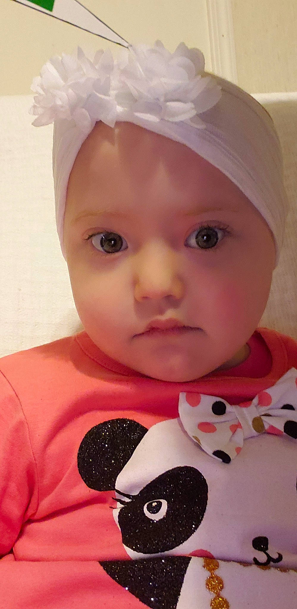 Sylvia joined the competition — help win amazing prizes! baby, baby_toddler_clothing, cheek, child, ear, eye, eyebrow, eyelash, face, forehead, hair_accessory, head, headband, headgear, lip, mouth, nose, person, pink, skin