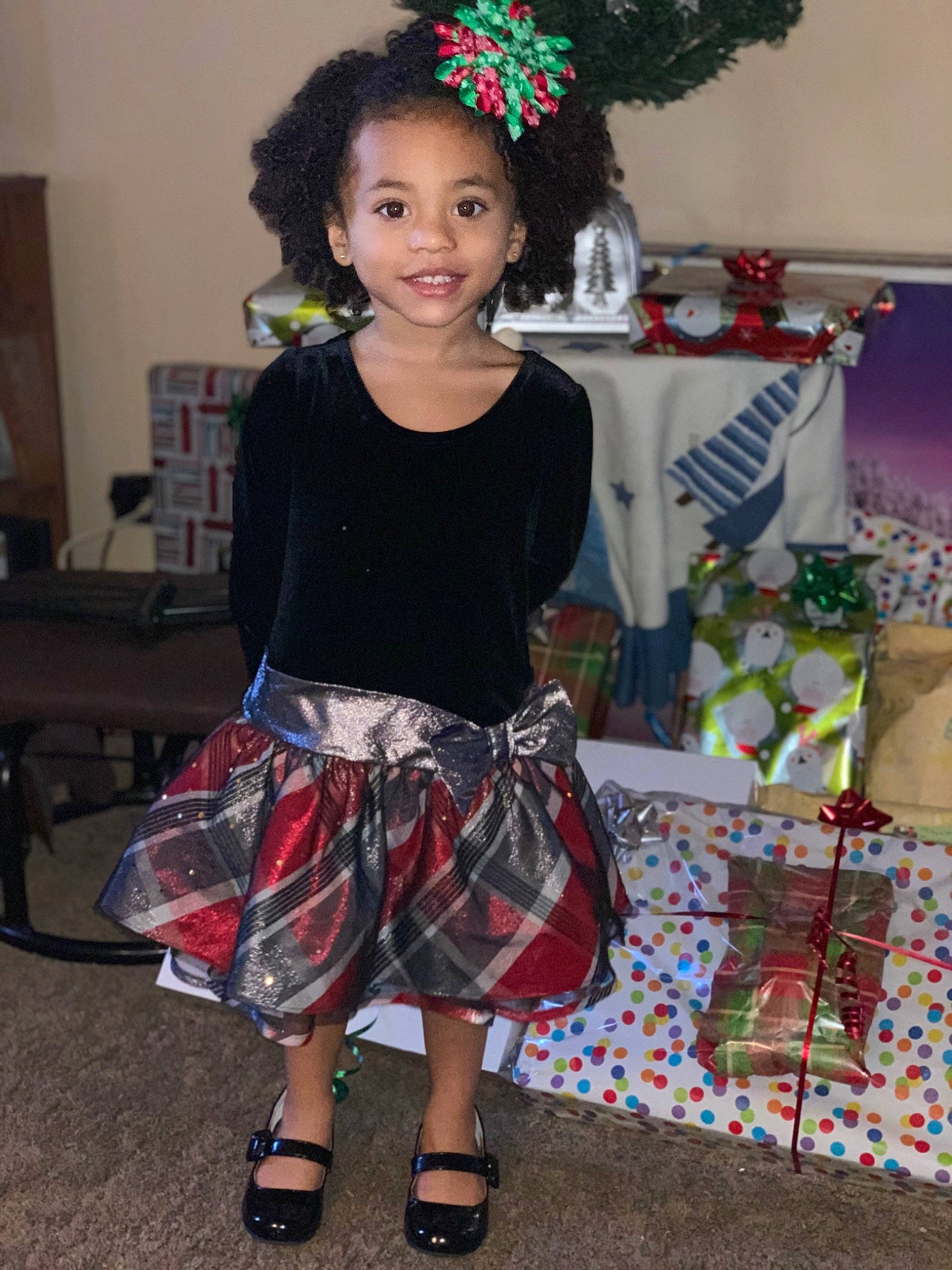 Liana is registered to the contest to win money with this photo: black_hair, clothing, costume, event, fashion, fawn, holiday, joy, party, pattern, person