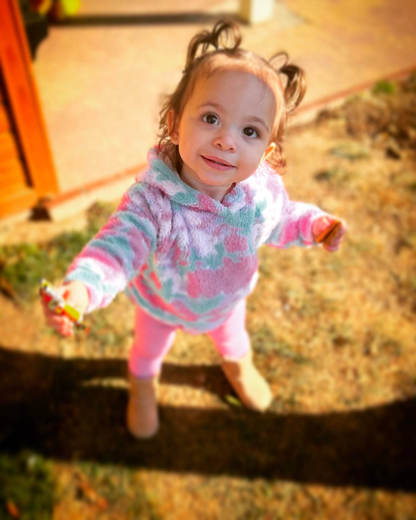 Ava joined the competition — help win amazing prizes! baby_toddler_clothing, beauty, blond, cheek, child, eye, flooring, fun, grass, happy, head, joy, magenta, nose, pattern, people_in_nature, person, pink, sleeve, smile