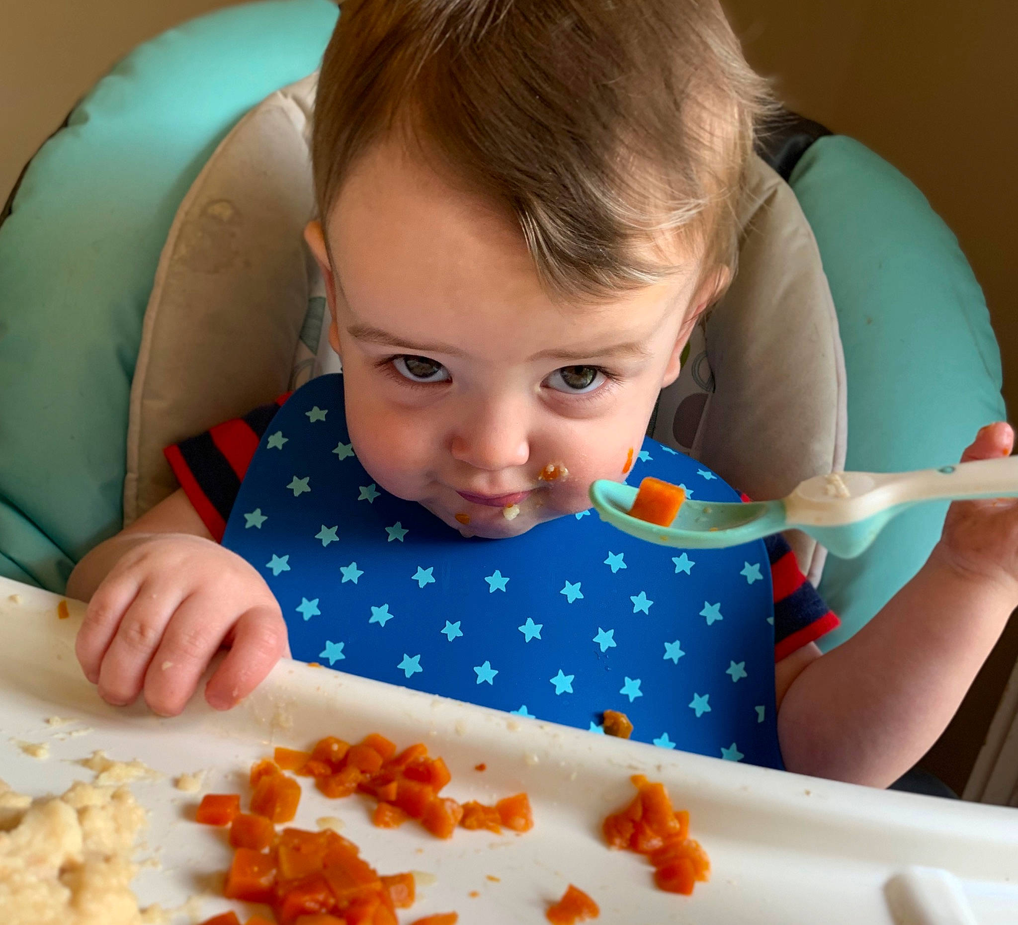 Parker joined the competition — help win amazing prizes! baby, baby_food, chair, child, comfort_food, cuisine, dish, eating, finger, food, food_craving, ingredient, junk_food, person, plate, play, recipe, sharing, sweetness, tableware