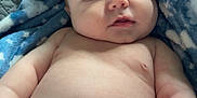 Easton joined the competition — help win amazing prizes! baby, infant, blanket, blue, clouds, diaper, cute, face, skin, hand, knee, quilt, fabric, soft, child, newborn, portrait, indoors, expression, person