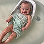 baby, bath, water, smile, happy, infant, towel, bathtub, skin, child, person, seat, relaxing, cute, young, sitting, wet, playful, indoors, clean