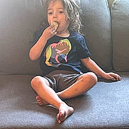 Robert joined the competition — help win amazing prizes! child, clothing, couch, cream, dessert, eating, face, female, food, furniture, girl, head, icecream, person, photography, portrait, shorts, sitting, sweets, t_shirt