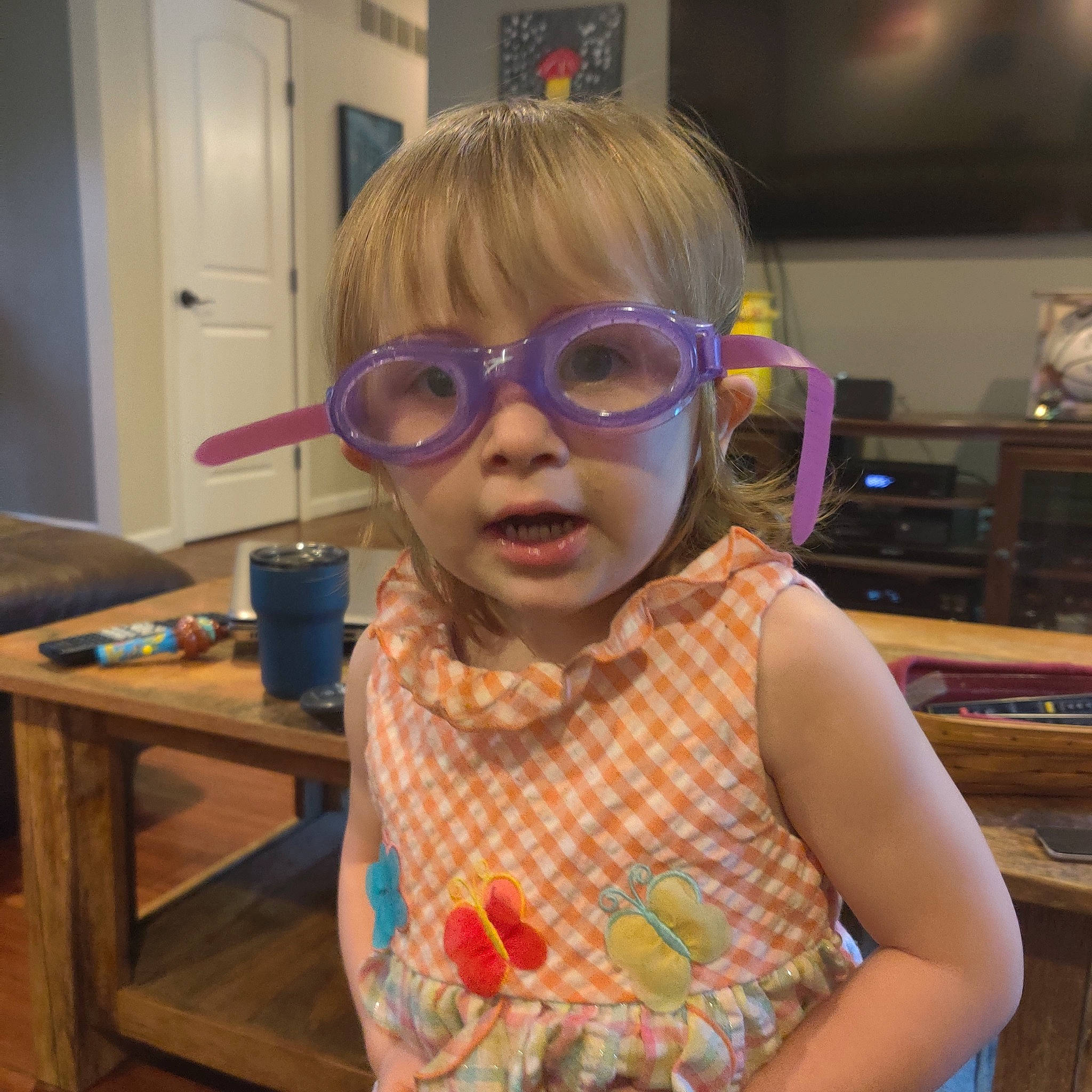 Ember is registered to the contest to win money with this photo: child, eyewear, face, fun, glass, glasses, goggles, head, person, personal_protective_equipment, sunglasses, toddler, vacation, vision_care