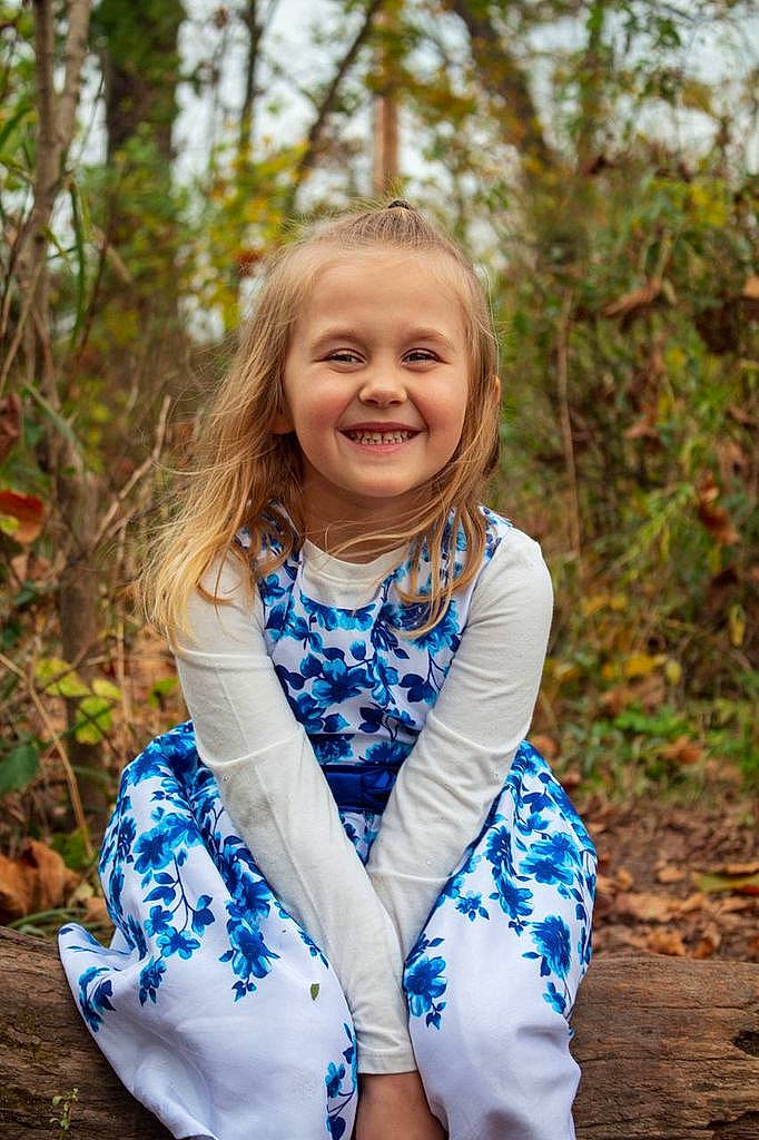 Alexia is registered to the contest to win money with this photo: blond, brown_hair, dress, electric_blue, eye, fun, grass, hair, happy, head, iris, joy, leisure, pattern, people_in_nature, person, plant, skin, smile, toddler