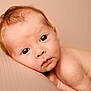 baby, infant, face, eyes, skin, hair, portrait, closeup, newborn, resting, soft_lighting, cute, child, expression, looking, lying_down, young, peaceful, human, baby_skin