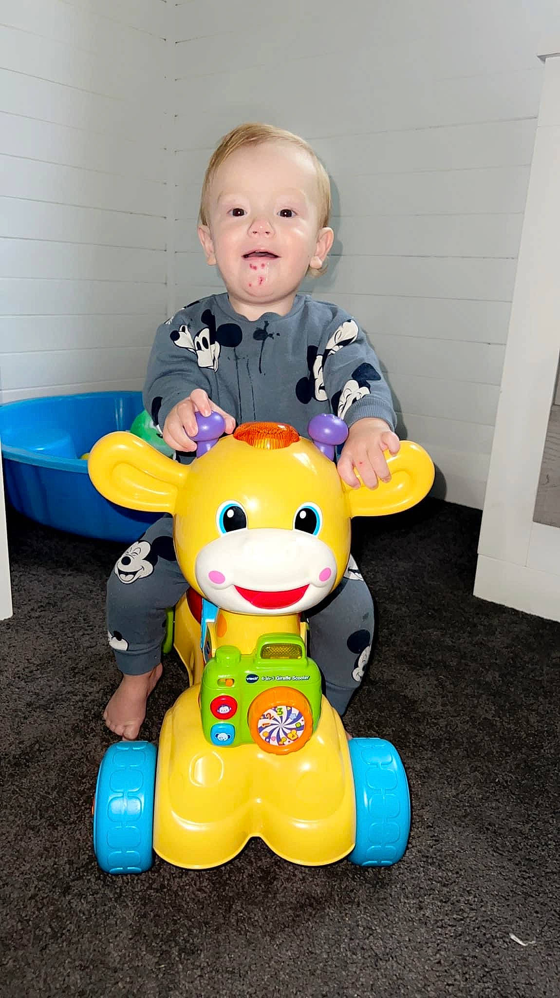 Isaiah joined the competition — help win amazing prizes! baby, baby_products, baby_toddler_clothing, baby_toys, child, doll, fun, happy, head, mammal, person, play, plush, riding_toy, sitting, smile, stuffed_toy, t_shirt, teddy_bear, toddler