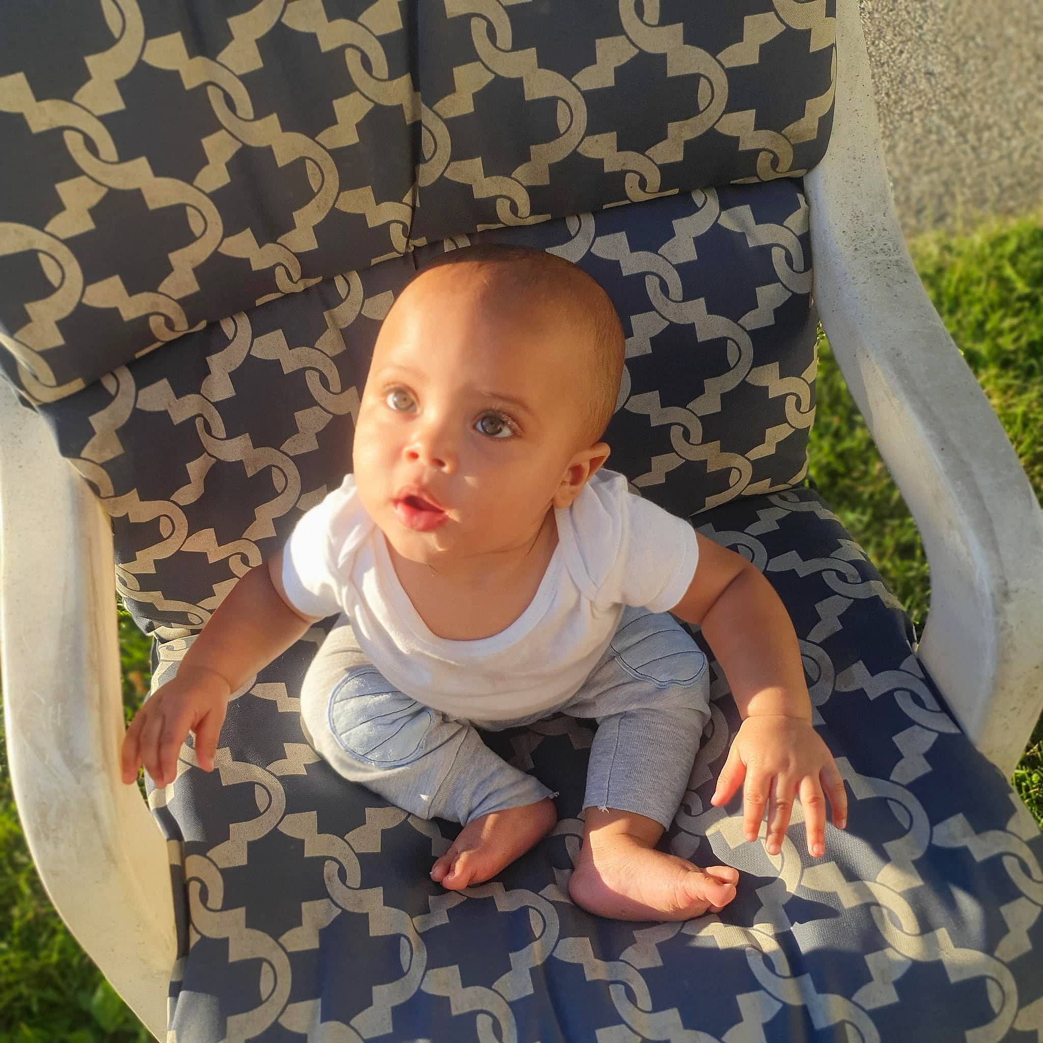 Josiah joined the competition — help win amazing prizes! baby, baby_toddler_clothing, beauty, child, comfort, finger, flooring, grass, happy, leaf, linens, mammal, pattern, people, people_in_nature, person, photograph, product, skin, sleeve