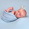 Kyyro is registered to the contest to win money with this photo: newborn, baby, infant, swaddled, blue_blanket, crown, portrait, cute, sleepy, soft_lighting, studio_photo, head, face, skin, small, wrapped, peaceful, lying_down, child, adorable