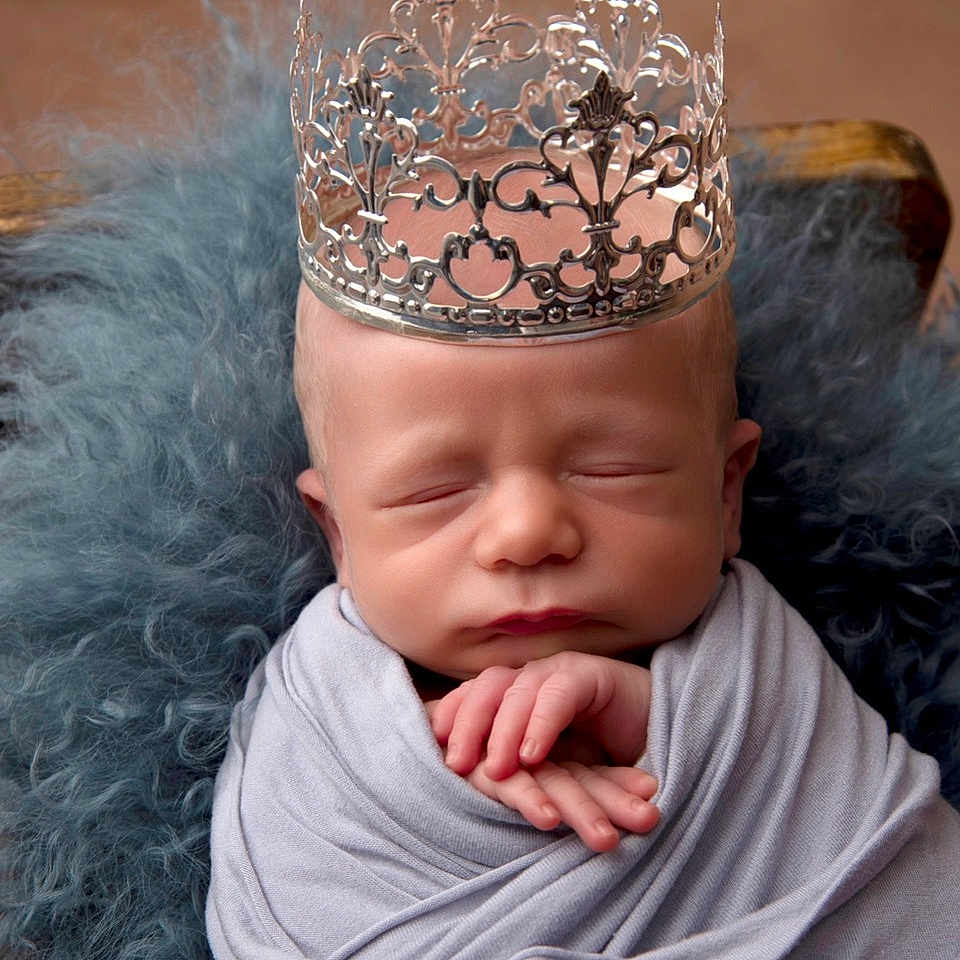 Kyyro joined the competition — help win amazing prizes! newborn, baby, crown, sleeping, wrapped, blanket, portrait, closeup, soft_texture, blue, gray, peaceful, infant, cute, resting, headwear, fuzzy, comfortable, indoors, decorative