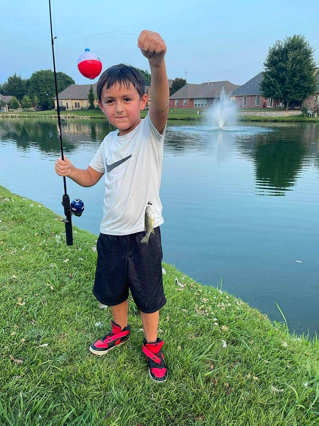 Jaxon joined the competition — help win amazing prizes! angling, casting_fishing, child, fishing_rod, fun, grass, happy, lake, leisure, nature, people_in_nature, person, plant, recreation, shorts, sky, summer, toddler, travel, tree