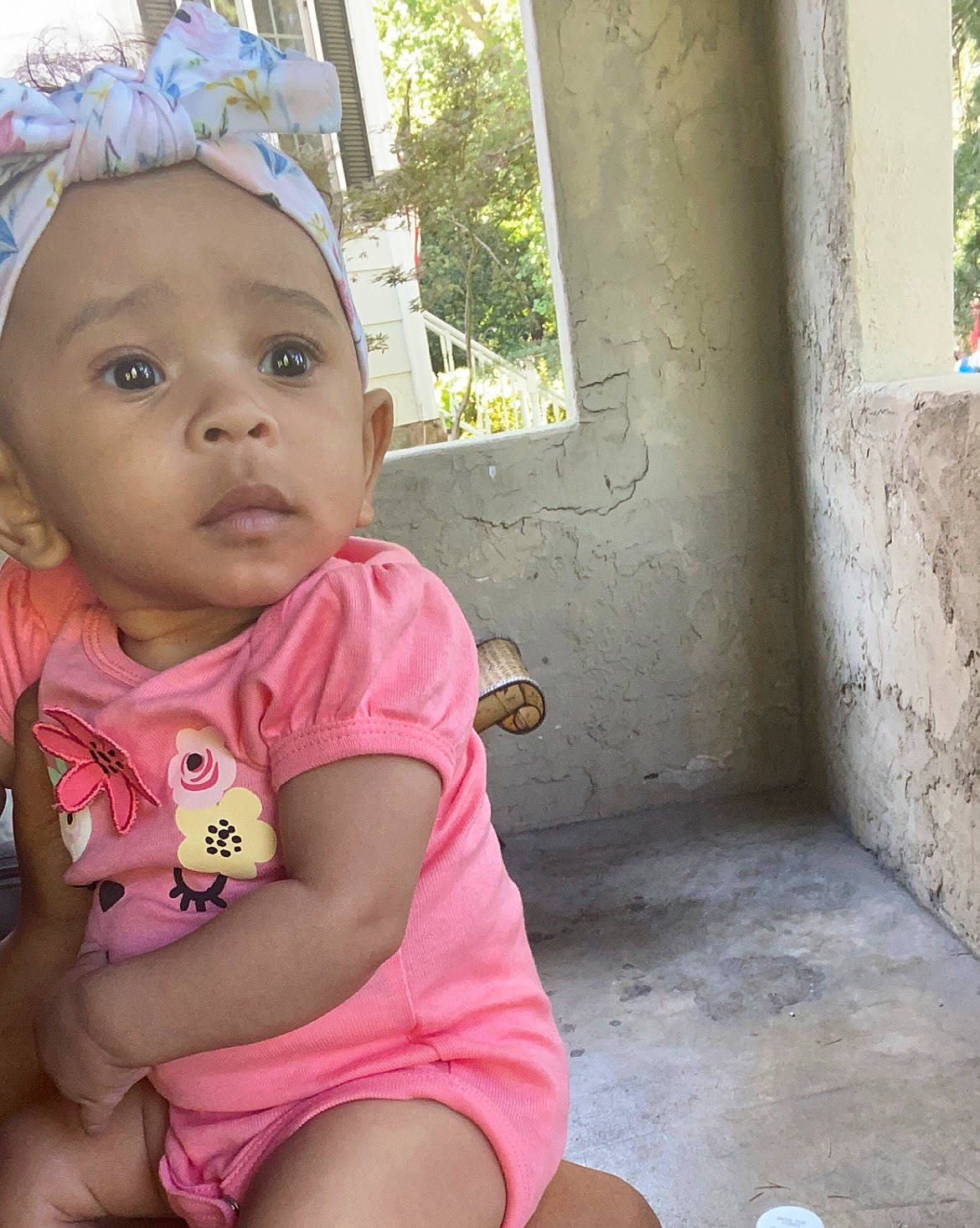 Aaryn is registered to the contest to win money with this photo: baby, baby_toddler_clothing, child, eyelash, fruit, fun, grass, happy, leisure, lip, magenta, person, pink, plant, play, sitting, skin, thigh, toddler, tree