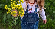 Oakley Young joined the competition — help win amazing prizes! blonde_hair, blue_eyes, casual_clothing, child, cute, daylight, denim_overalls, field, flowers, girl, grass, greenery, happy, long_sleeve_shirt, nature, outdoor, portrait, smiling, spring, yellow_flowers