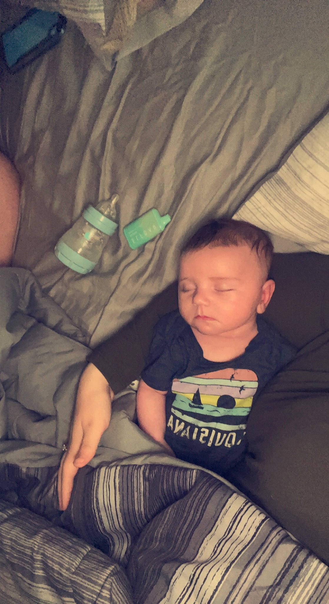 Greyson joined the competition — help win amazing prizes! baby, baby_toddler_clothing, child, comfort, elbow, finger, fun, happy, human_leg, lap, leg, linens, person, sitting, sleeve, t_shirt, textile, thigh, tints_and_shades, toddler