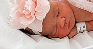 Emarynn is registered to the contest to win money with this photo: baby, child, closeup, cozy, cute, delicate, face, flower_headband, head, infant, newborn, peaceful, pink, portrait, rest, skin, sleeping, soft_bedding, tulle, white