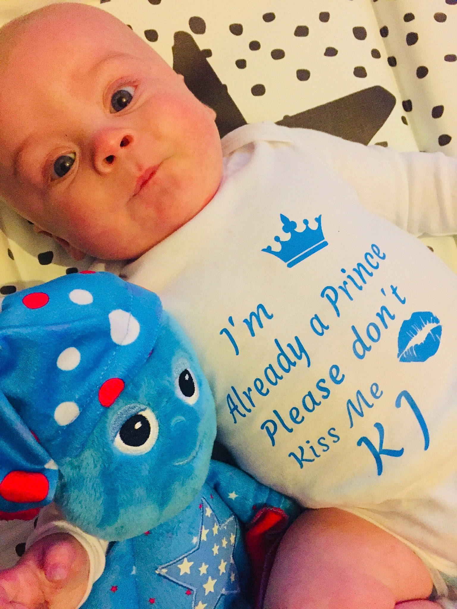 Kj is registered to the contest to win money with this photo: baby, baby_products, baby_toddler_clothing, baby_toys, bedtime, blue, cheek, child, linens, person, plush, product, skin, stuffed_toy, textile, toddler, toy