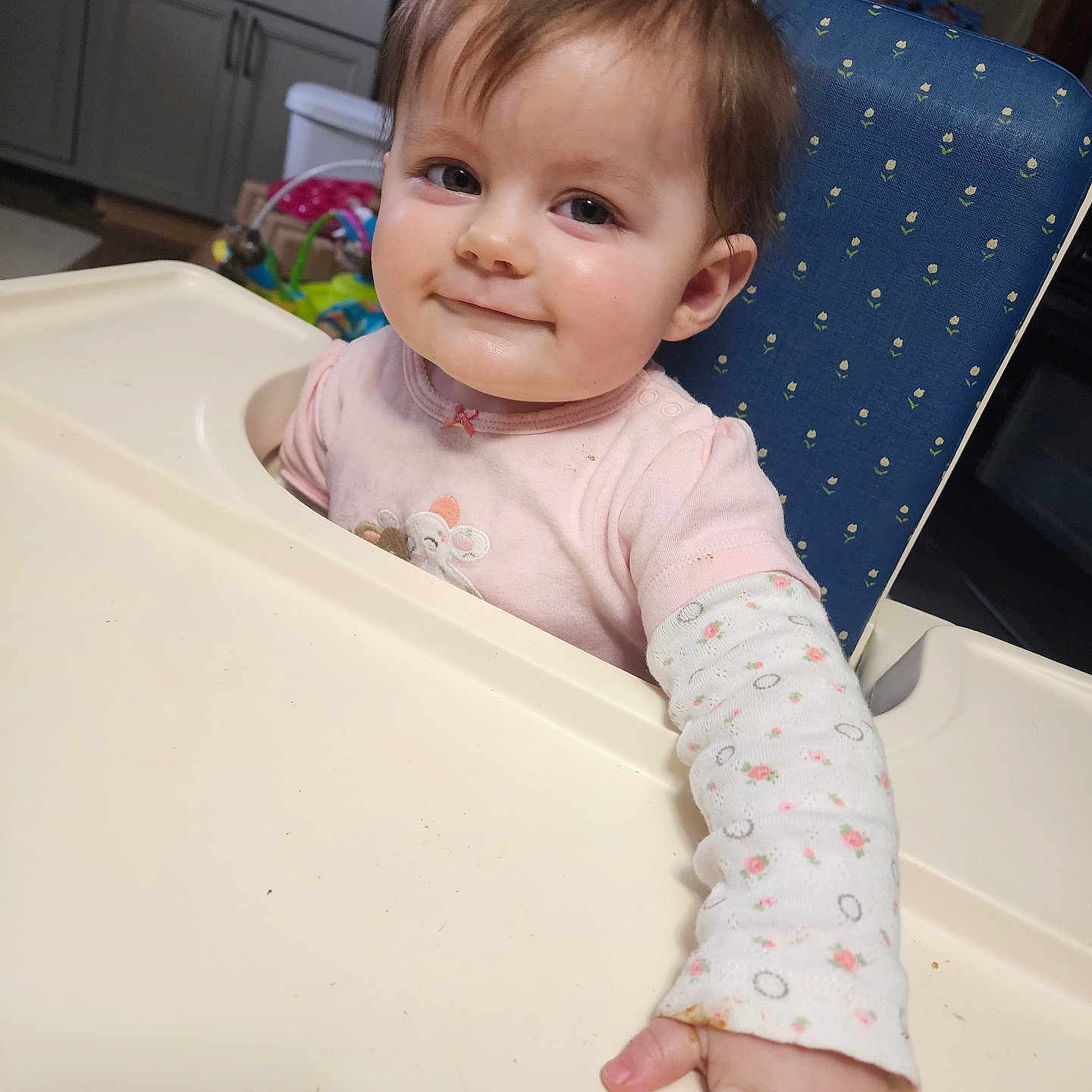 Charlotte is registered to the contest to win money with this photo: appliance, baby, bathing, bodypart, cabinet, clothing, device, electricaldevice, face, finger, furniture, hand, head, hosiery, microwave, oven, person, photography, portrait, sock