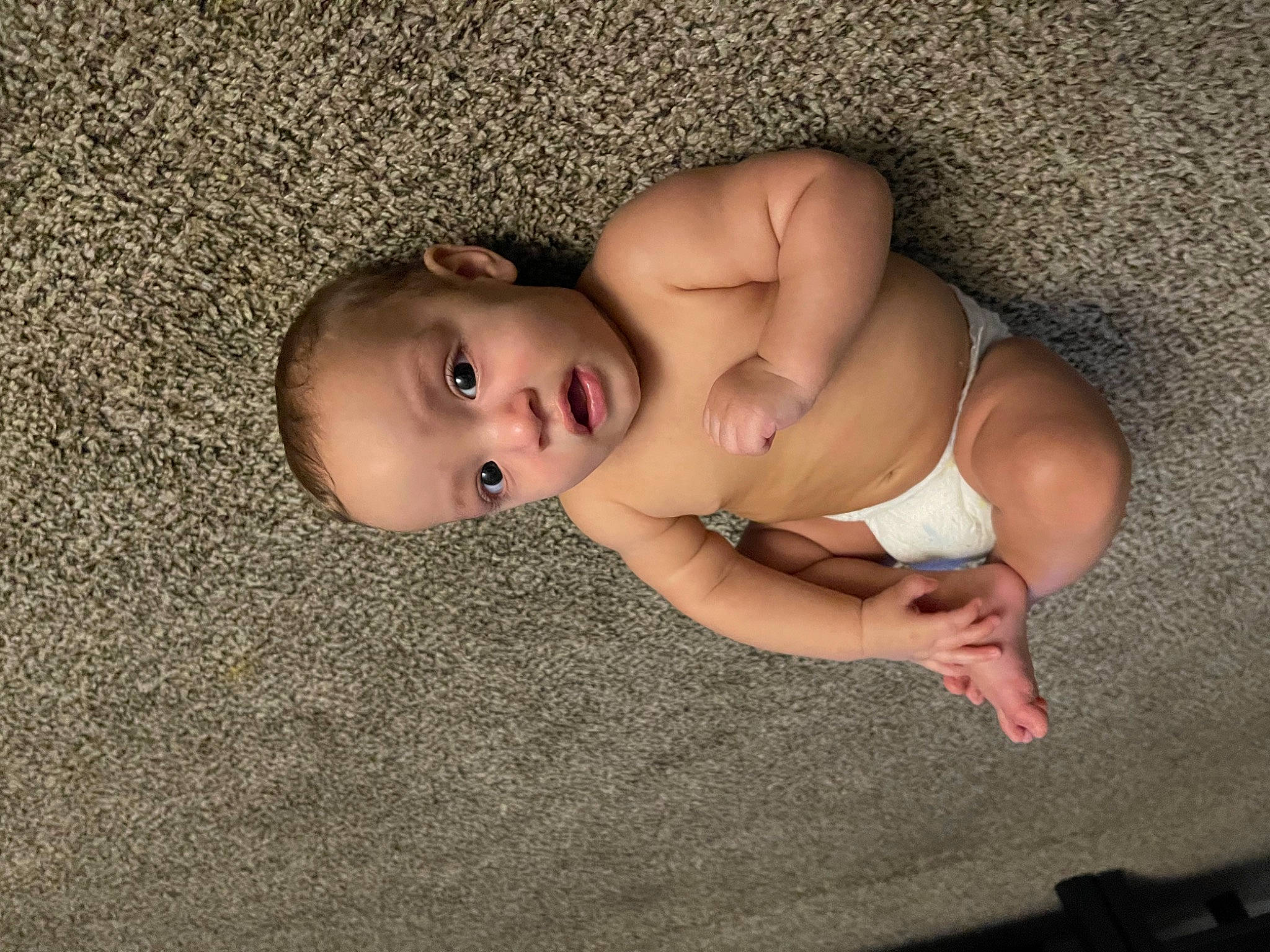 Malakai joined the competition — help win amazing prizes! baby, chest, comfort, elbow, eyebrow, fawn, finger, flash_photography, floor, flooring, hair, human_body, human_leg, leg, lip, neck, person, skin, surprise, toddler