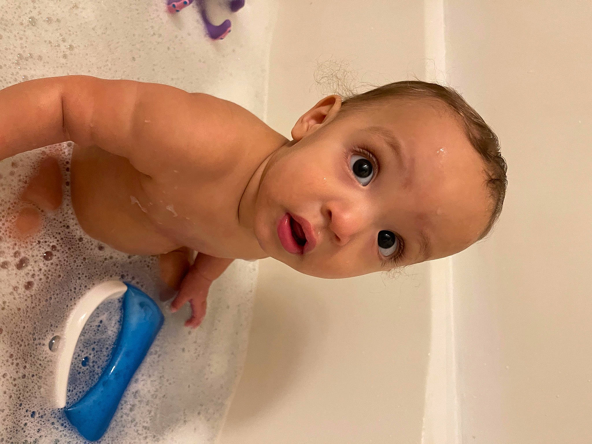 Malakai joined the competition — help win amazing prizes! arm, baby, baby_bathing, bathing, bathtub, cheek, chest, ear, eyelash, face, finger, fluid, joint, mouth, nose, person, plumbing_fixture, skin, smile, surprise