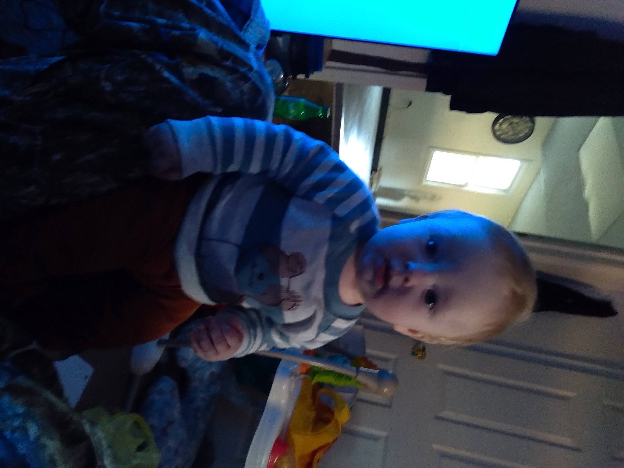 Brentley joined the competition — help win amazing prizes! baby, baby_products, baby_toddler_clothing, blue, child, electric_blue, fun, nose, person, personal_protective_equipment, room, smile, thumb, toddler, toy, vacation