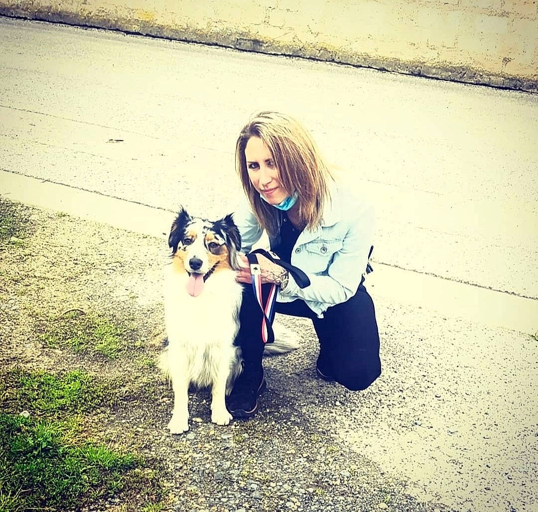 Pharell participe au concours pour gagner de l'argent avec cette photo : asphalt, carnivore, cloud, companion_dog, dog, dog_breed, eye, eyewear, fawn, glasses, grass, happy, head, mammal, people_in_nature, road_surface, sunlight, tints_and_shades, toy_dog, vision_care