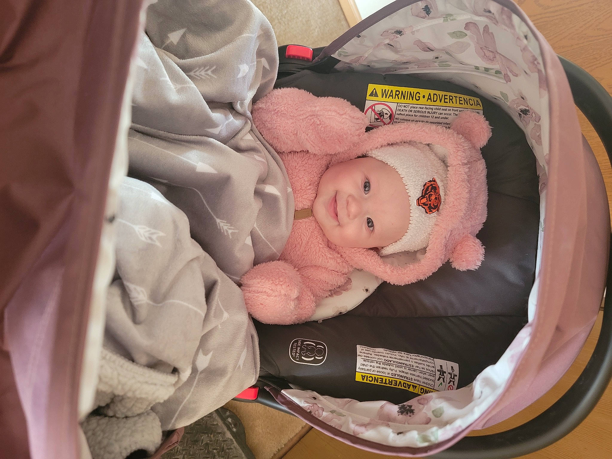 Charlee joined the competition — help win amazing prizes! auto_part, baby, baby_carriage, baby_products, baby_sleeping, baby_toddler_clothing, baby_toys, car_seat, carmine, cheek, child, comfort, face, head, headwear, human_body, infant_bed, joy, linens, person