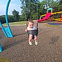 blue_sky, casual_clothing, child, daytime, fun, grass, happy, nature, outdoor, park, play, playground, recreation, slide, sneakers, summer, sunlight, swing, toddler, trees