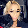 Bear joined the competition — help win amazing prizes! black_dog, blonde_hair, casual, ceiling_fan, close_up, decor, dog, face, hand, home, indoor, jewelry, pet, portrait, selfie, smile, sparkles, tattoo, watch, woman