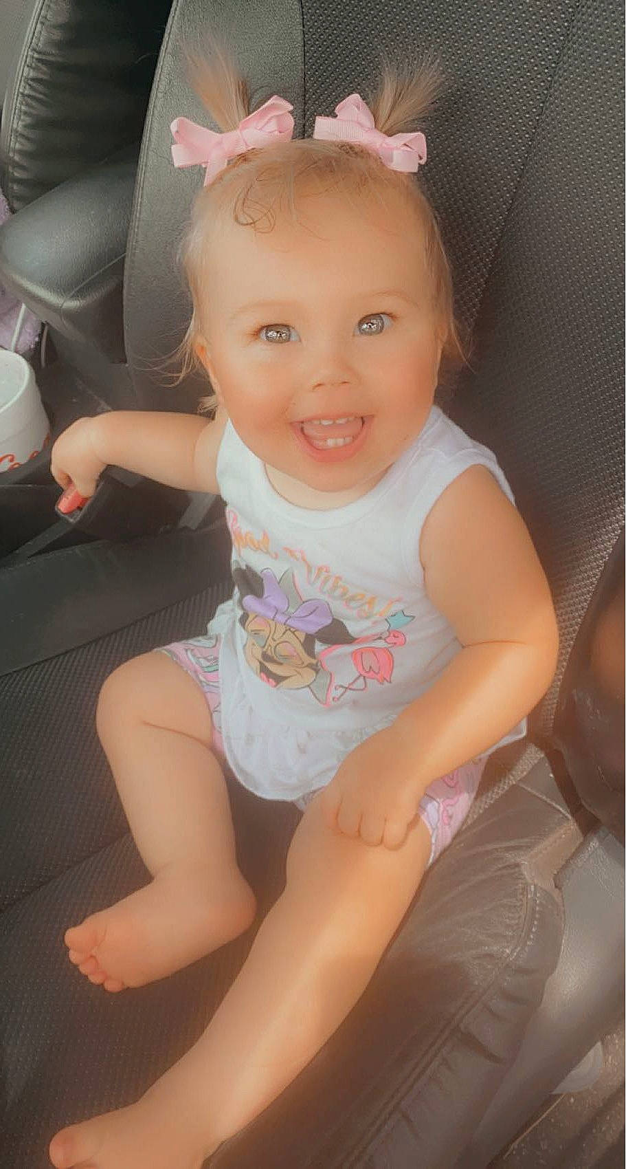 Scarlette joined the competition — help win amazing prizes! baby_toddler_clothing, cheek, child, chin, eye, face, facial_expression, hairstyle, happy, human_body, iris, leg, neck, person, pink, skin, sleeve, smile, thigh, toddler