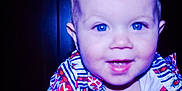 Harlan joined the competition — help win amazing prizes! baby, child, face, smile, blue_eyes, patterned_shirt, closeup, infant, portrait, young_child, happy, cute, indoor, person, head, clothing, cheerful, bright_colors, baby_face, childhood