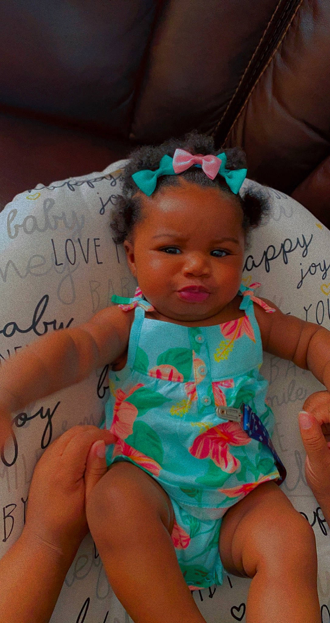 Kennedi is registered to the contest to win money with this photo: azure, baby, baby_toddler_clothing, cheek, chin, dress, eye, face, facial_expression, hairstyle, happy, head, iris, mouth, neck, person, pink, product, shoulder, skin