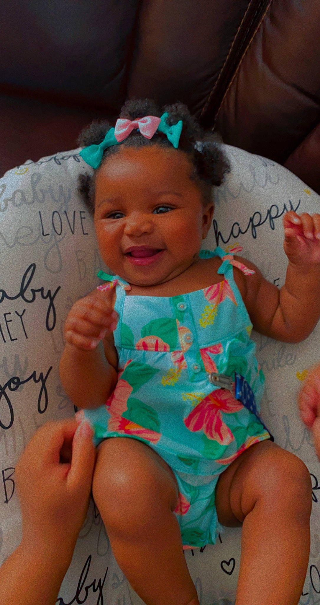 Kennedi is registered to the contest to win money with this photo: baby_toddler_clothing, cheek, dress, eye, face, facial_expression, green, hairstyle, hand, happy, head, human, iris, mammal, mouth, person, pink, product, purple, skin