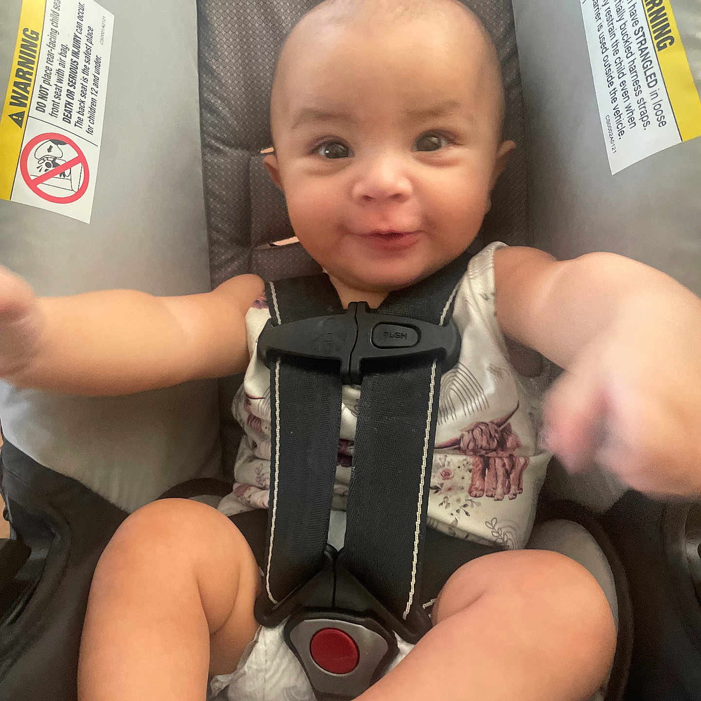 Tyler is registered to the contest to win money with this photo: accessories, baby, belt, bodypart, clothing, cushion, face, finger, furniture, hand, happy, head, homedecor, lifejacket, pants, person, photography, portrait, t_shirt, vest