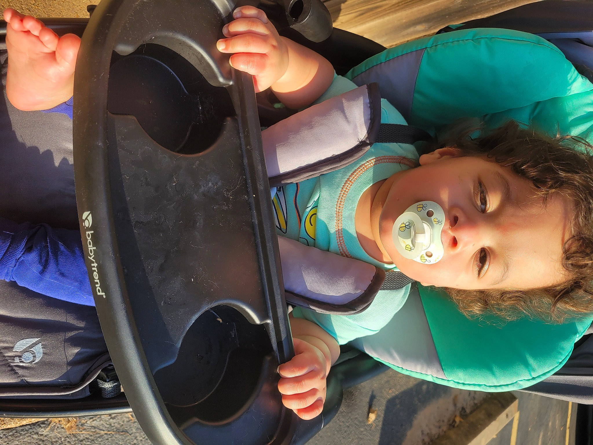 Ciel is registered to the contest to win money with this photo: auto_part, automotive_tire, baby, baby_carriage, baby_products, bumper, child, cool, electric_blue, eyewear, facial_expression, fun, hairstyle, happy, leisure, mouth, people, person, tire, toddler