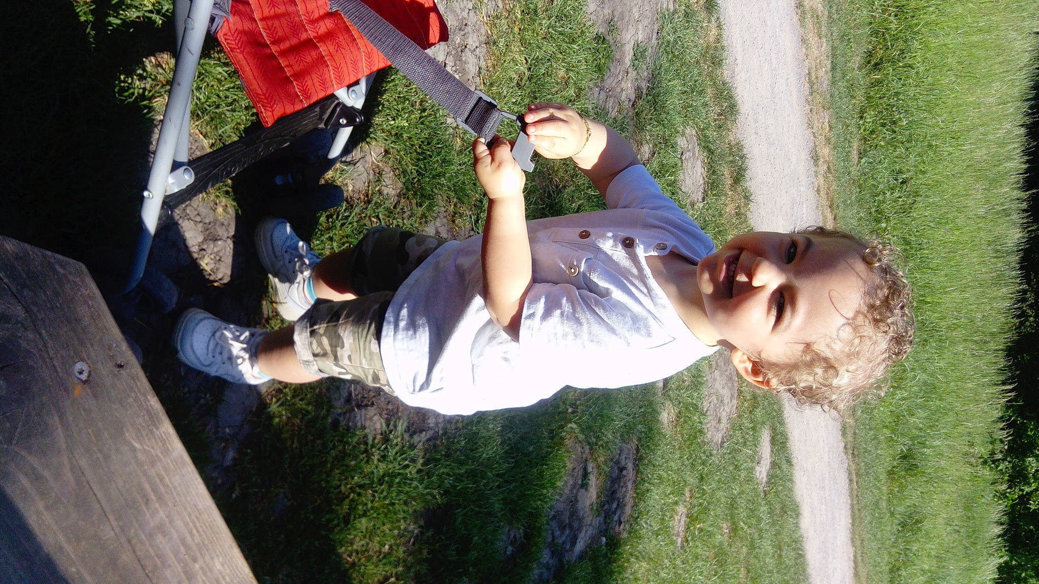 Bryan participe au concours pour gagner de l'argent avec cette photo : arm, child, cool, fun, gesture, grass, green, hand, happy, leaf, leisure, light, morning, people_in_nature, person, plant, recreation, toddler, tree, umbrella