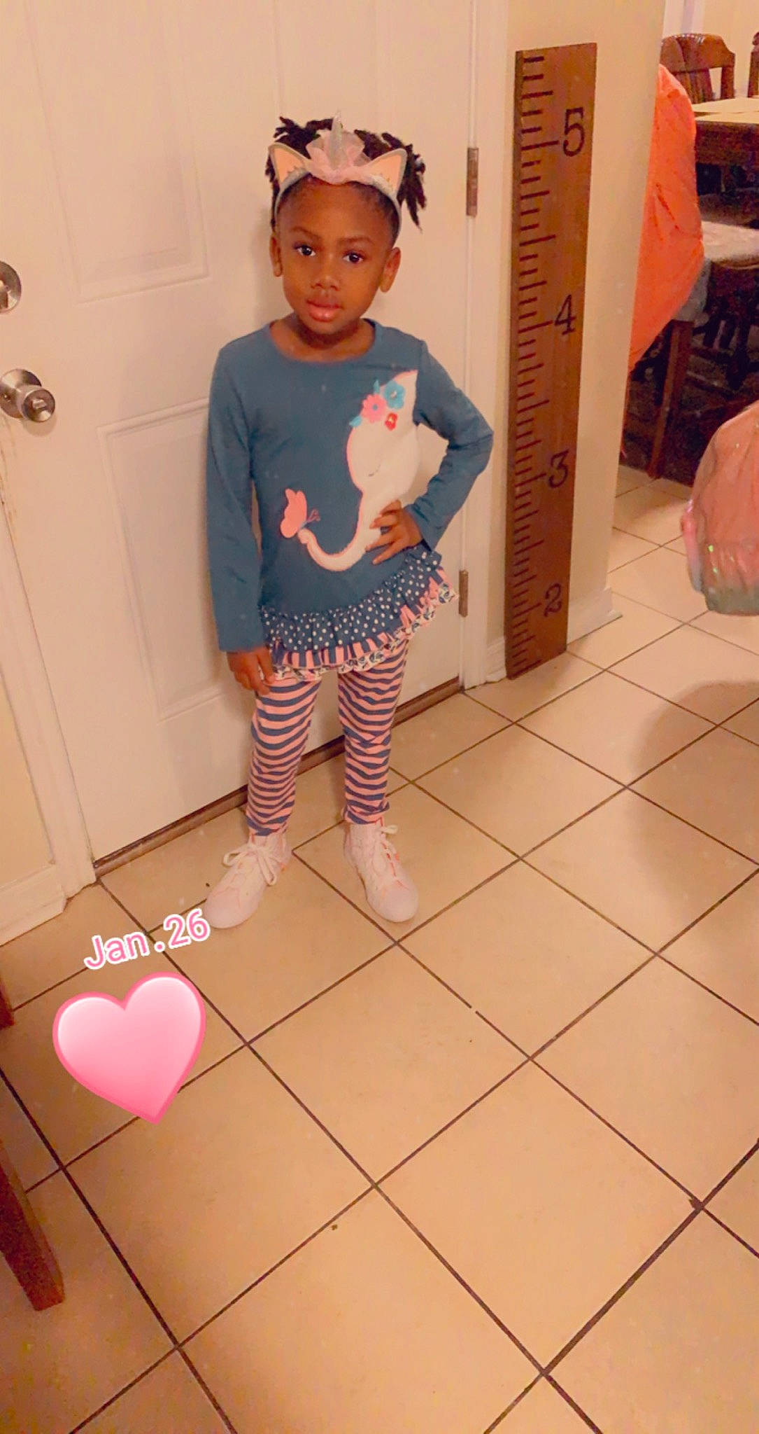 Aubrielle joined the competition — help win amazing prizes! baby_toddler_clothing, child, clothing, fashion, fashion_design, floor, flooring, fun, happy, human_leg, magenta, pattern, person, pink, sleeve, street_fashion, t_shirt, textile, thigh, toddler