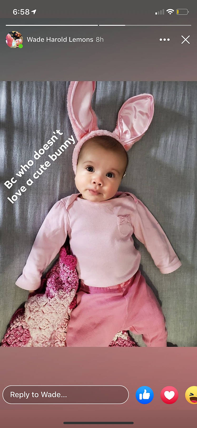 Marcella joined the competition — help win amazing prizes! baby, baby_toddler_clothing, child, design, dress, ear, easter, easter_bunny, organ, pattern, person, pink, product, skin, textile, toddler