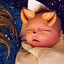 baby, blanket, child, closed_eyes, cozy, cute, digital_filter, face, fox_ears, hand, head, indoors, peaceful, portrait, sleeping, snow_effect, soft_lighting, sparkles, whiskers, wrapped