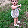 Anya is registered to the contest to win money with this photo: child, toddler, girl, outdoor, grass, pointing, dress, shoes, hair_bows, curious, standing, young_child, nature, person, footwear, summer_clothing, portrait, walking, bare_arms, playful
