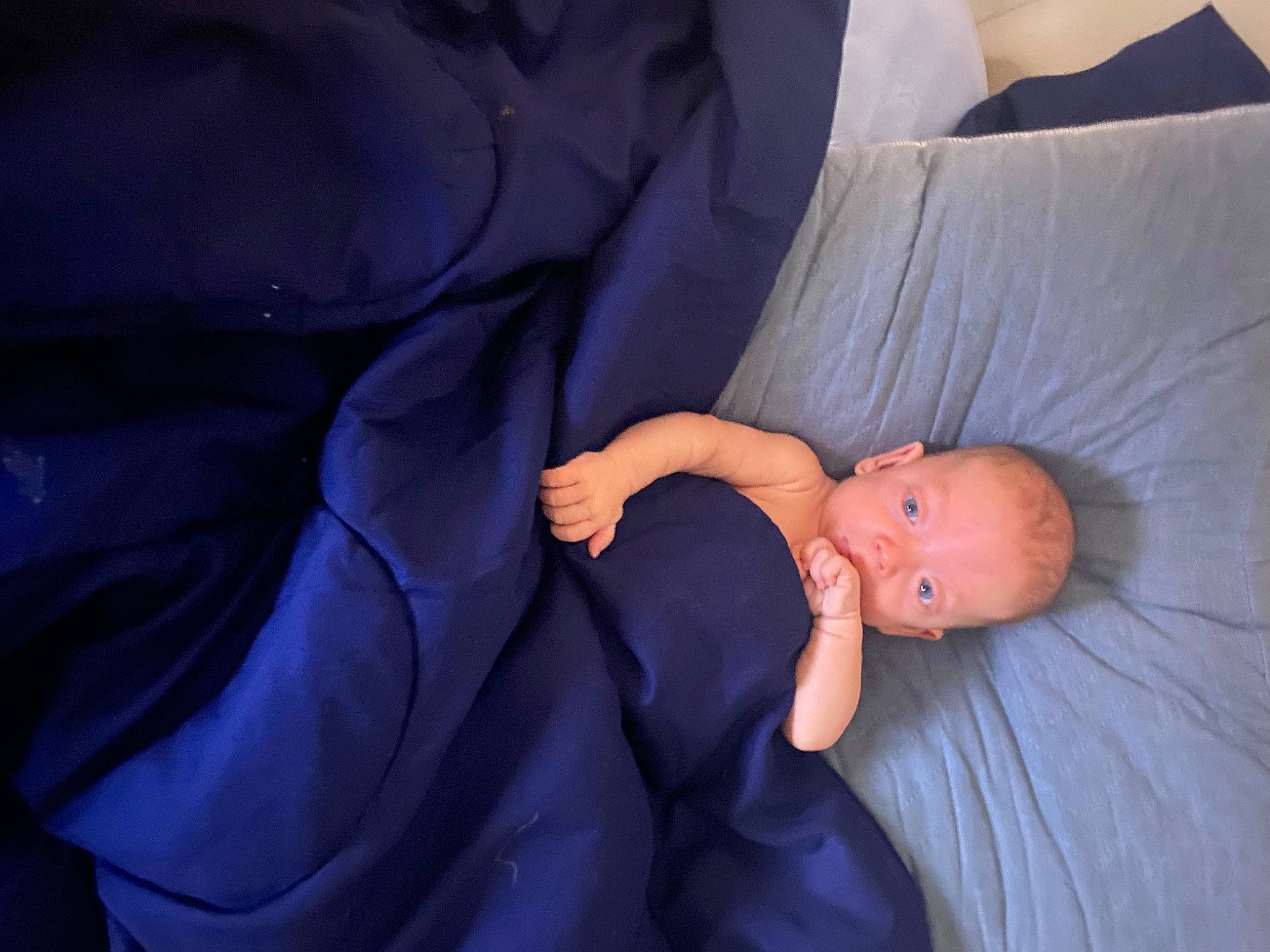 Owen joined the competition — help win amazing prizes! baby, baby_products, baby_toddler_clothing, child, comfort, electric_blue, eye, finger, gesture, human_leg, linens, nail, person, purple, room, sitting, sleeve, textile, thumb, toddler