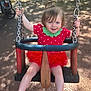 toddler, child, swing, playground, red_dress, smiling, outdoor, grass, chains, sunlight, shadow, happy, person, fun, summer, cute, play, feet, sock, hair