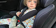 Ellouise-Enfys joined the competition — help win amazing prizes! toddler, child, car_seat, baby_bottle, blue_eyes, floral_onesie, ponytail, car_interior, seatbelt, child_safety, curious_expression, daylight, cute, young_child, infant, seat, baby, person, transportation, casual_clothing