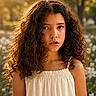 Asena joined the competition — help win amazing prizes! child, girl, curly_hair, outdoor, flower_garden, sunlight, golden_hour, portrait, dress, nature, young, face, expression, summer, daylight, greenery, beauty, soft_light, serene, person