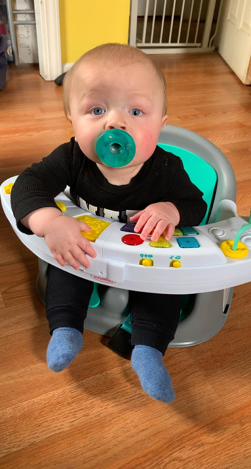 Mathew joined the competition — help win amazing prizes! baby, baby_grabbing_for_something, baby_playing_with_toys, baby_products, baby_safety, baby_toddler_clothing, baby_toys, biting, chair, cheek, child, comfort, flooring, fun, hardwood, person, play, product, room, sitting