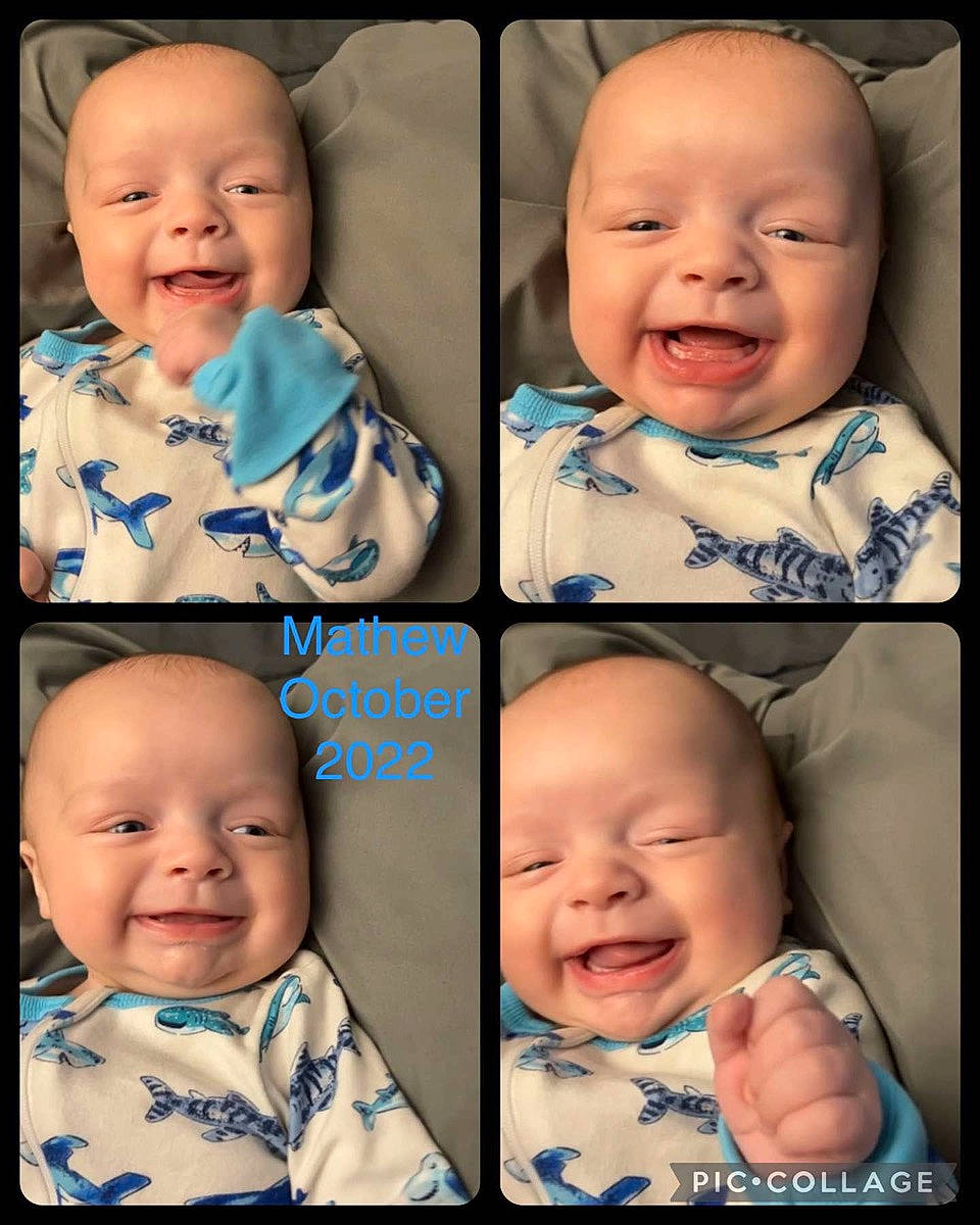 Mathew is registered to the contest to win money with this photo: baby, baby_toddler_clothing, blue, cheek, child, chin, eyebrow, eyelash, face, facial_expression, happy, human, iris, joy, nose, person, photograph, product, skin, sleeve