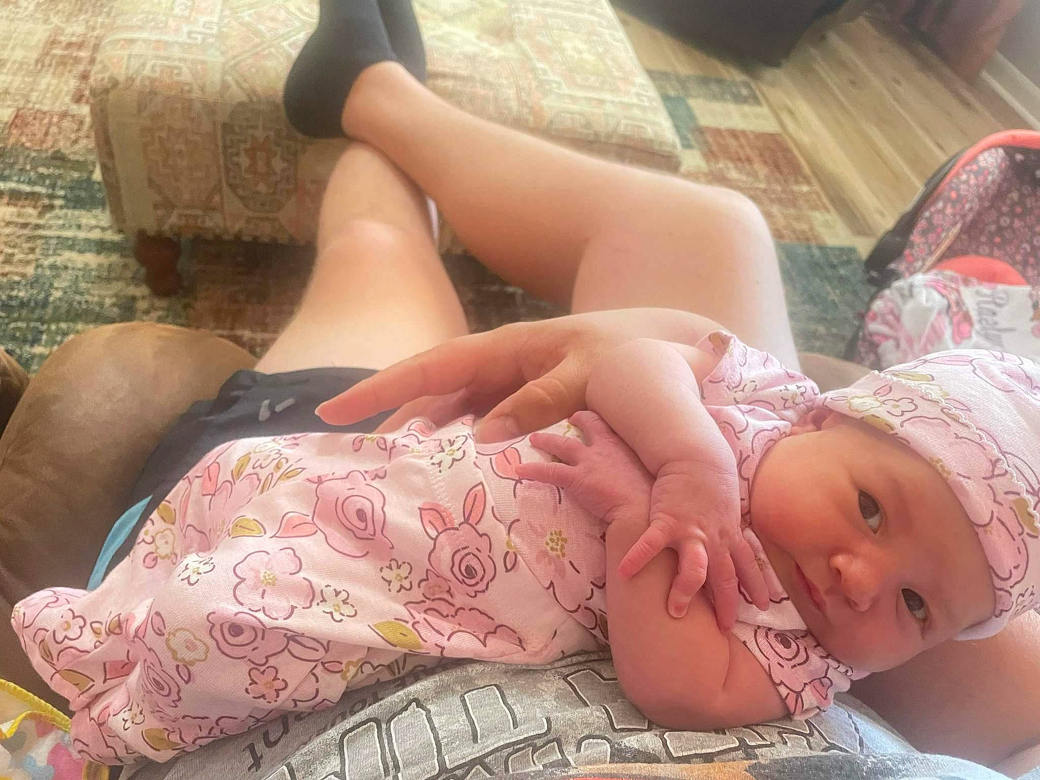 Raelynn joined the competition — help win amazing prizes! abdomen, baby, baby_toddler_clothing, blond, brown_hair, chest, child, comfort, finger, grass, hat, headwear, human_body, human_leg, lap, muscle, pattern, person, skin, thigh