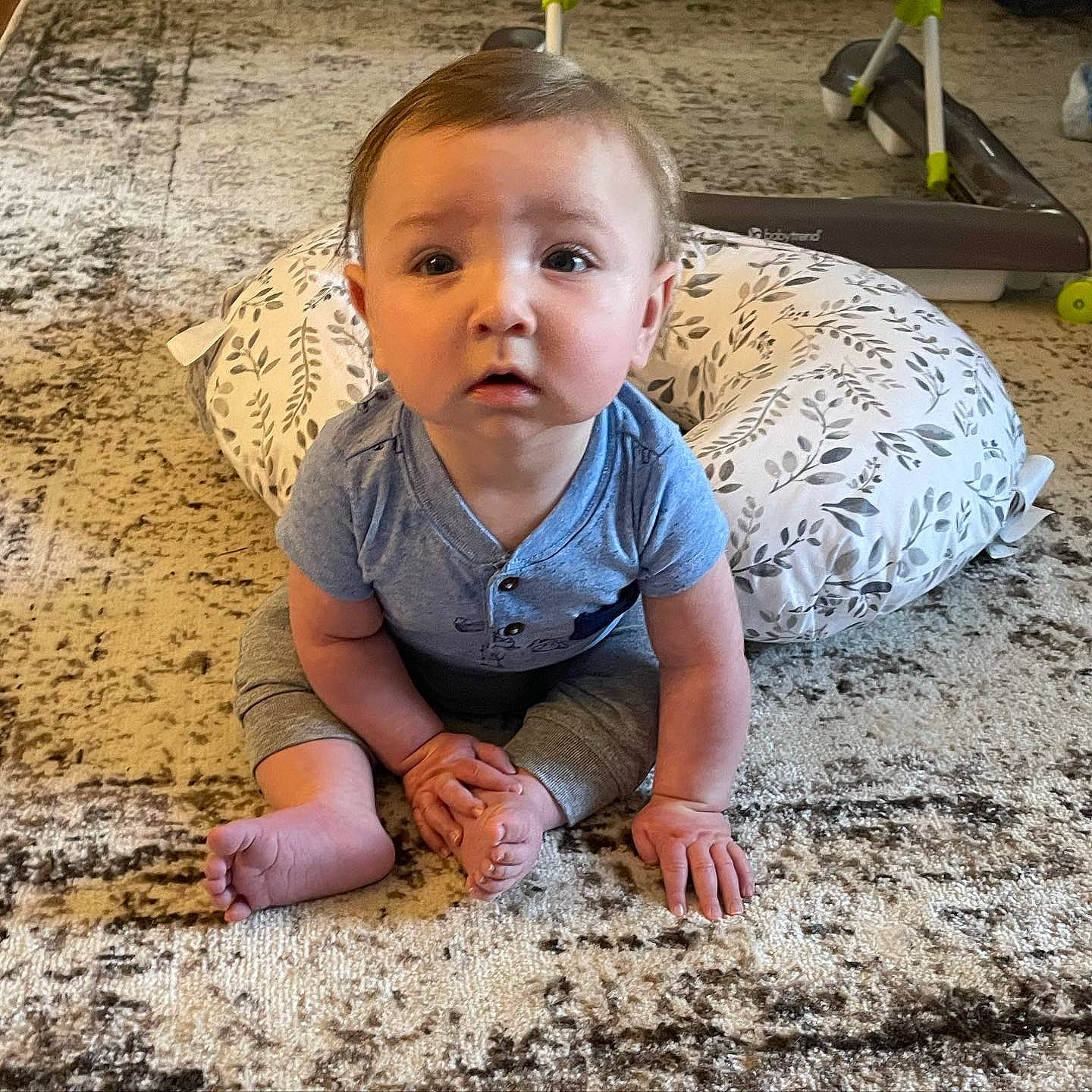 Lennon is registered to the contest to win money with this photo: adaptation, baby, baby_toddler_clothing, eye, face, floor, flooring, fun, grass, hair, hairstyle, happy, head, leisure, people_in_nature, person, road_surface, smile, t_shirt, toddler