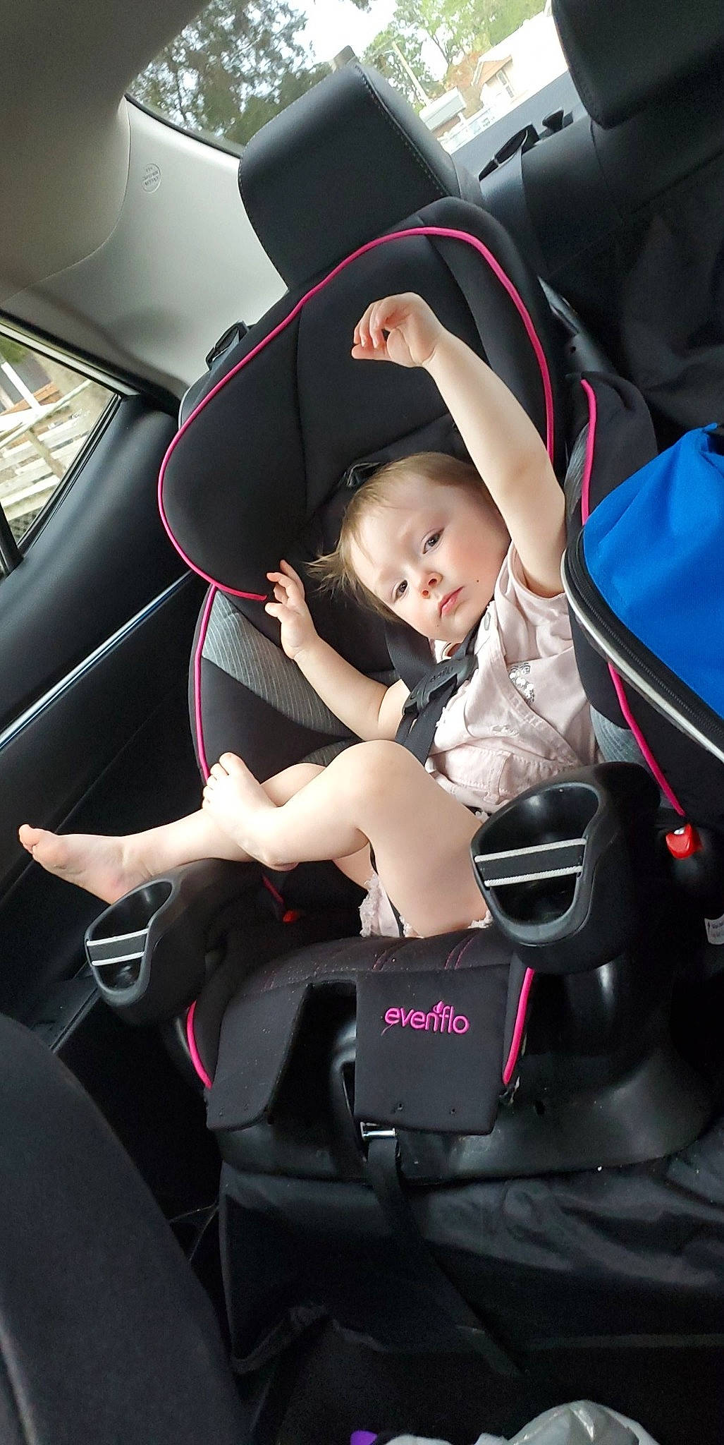 Christine is registered to the contest to win money with this photo: auto_part, automotive_design, automotive_exterior, baby, baby_carriage, baby_in_car_seat, car, car_seat, car_seat_cover, child, compact_car, driving, family_car, head_restraint, person, product, seat_belt, vehicle, vehicle_door