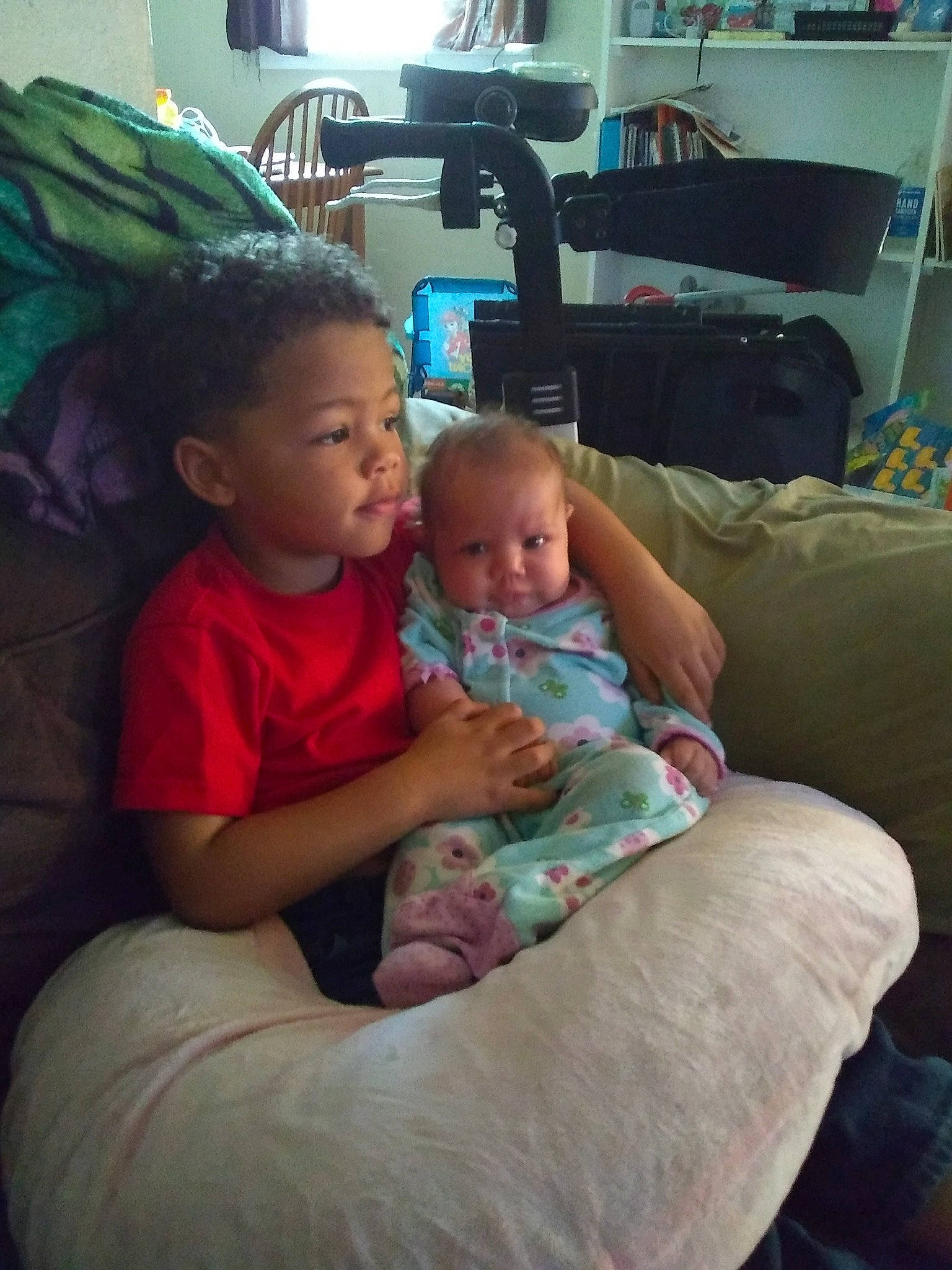 Deandre is registered to the contest to win money with this photo: baby, child, comfort, daughter, furniture, person, sitting, toddler