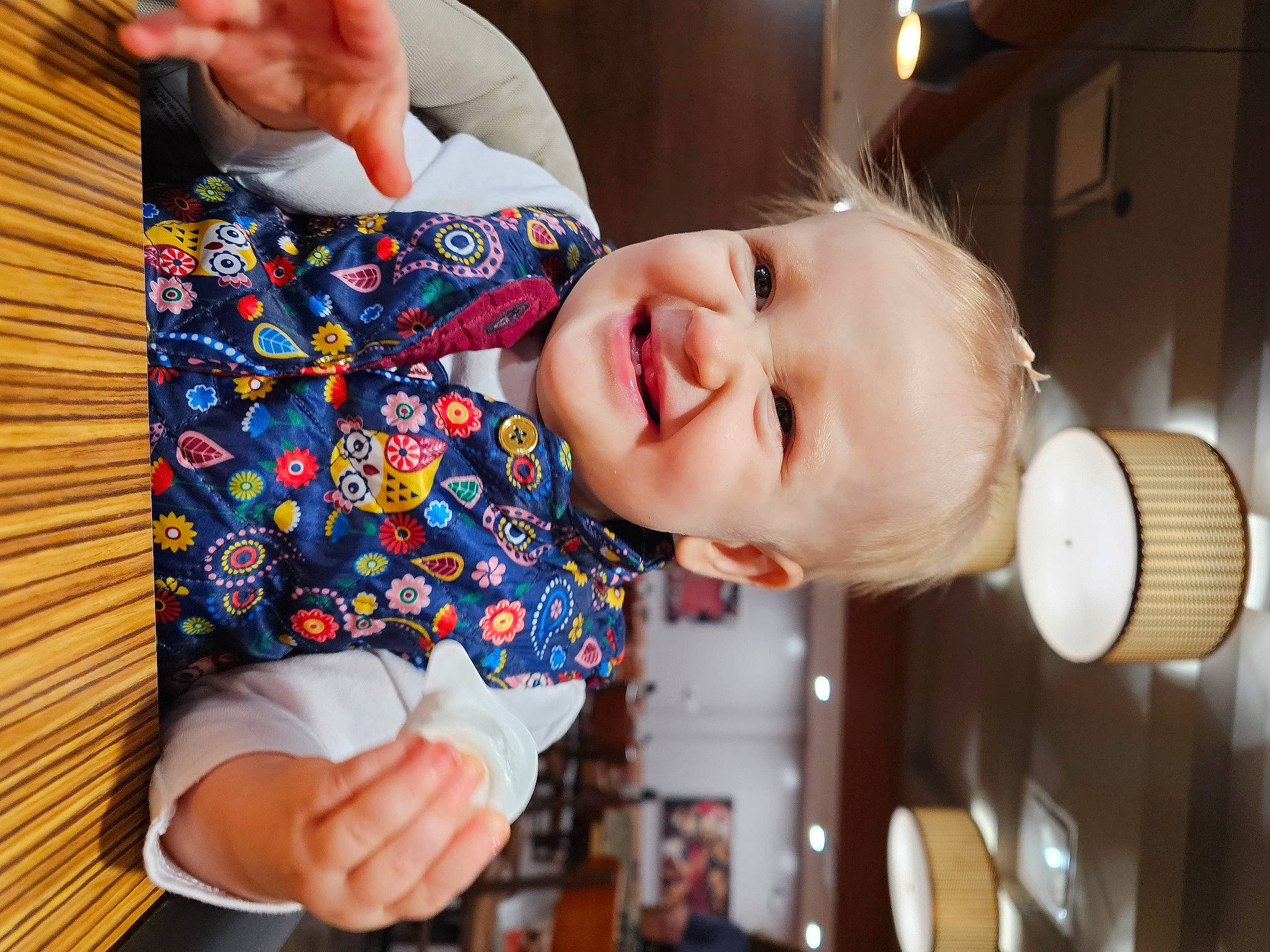 Ariella joined the competition — help win amazing prizes! baby, baby_toddler_clothing, cheek, child, ear, elbow, finger, flash_photography, fun, gesture, hand, happy, joy, nail, nose, pattern, person, sleeve, smile, thumb